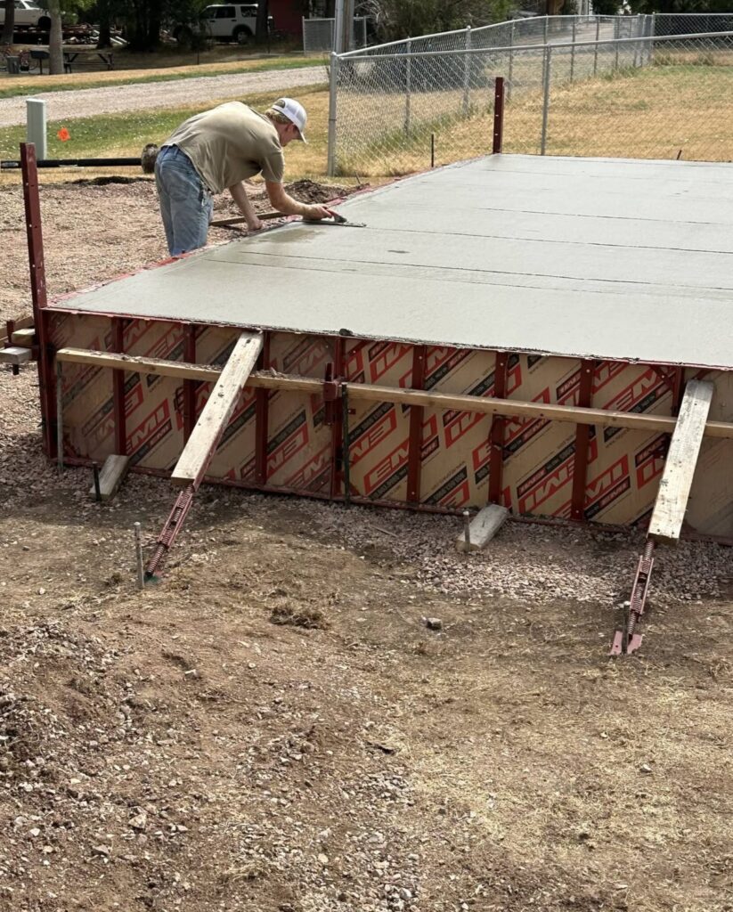 Wood forms set for a concrete foundation pour in Fayetteville, NC
