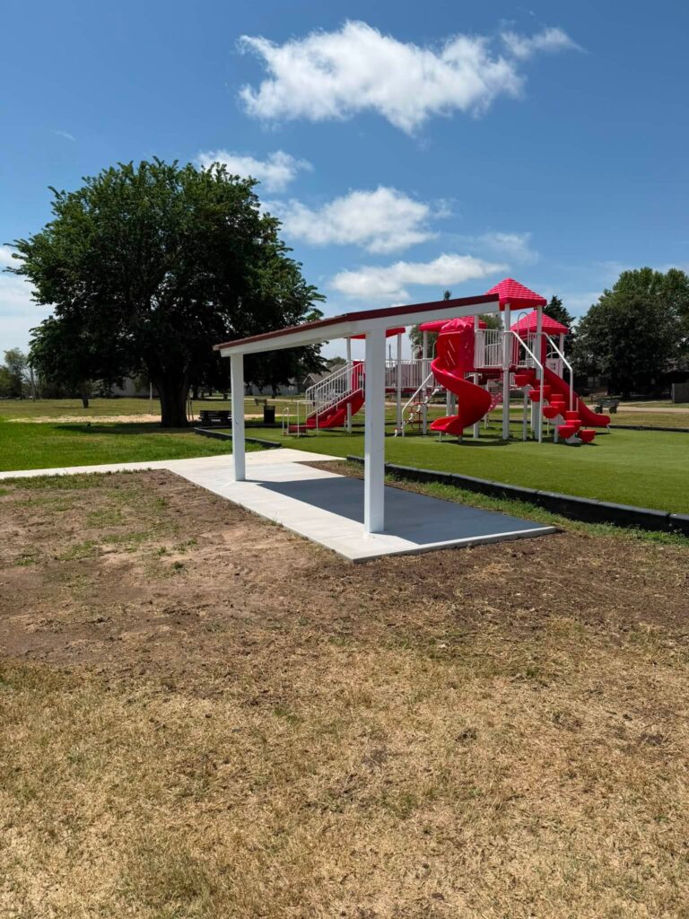 Concrete pad installed under a park pavilion structure in Fayetteville, NC